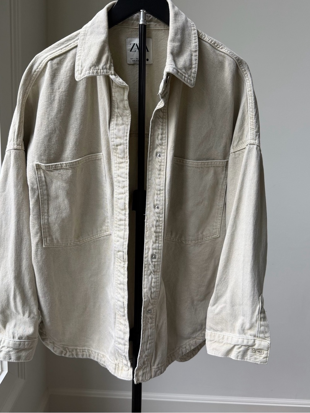 Zara Cream Oversized Jean Jacket